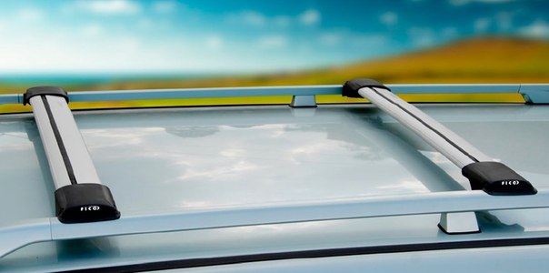 Багажник FICO (алюм.) для установки на рейлинги, цвет - серебро